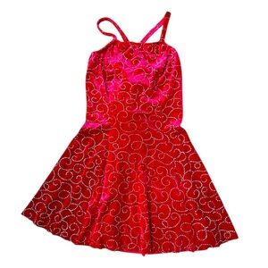 Dansco Costume Halloween Red & Silver 2 Embellished Piece Dance Dress Size Small